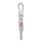 Sterling Silver Rhodium-Plated October Pink CZ Boy Pendant by Sophia Jewelers