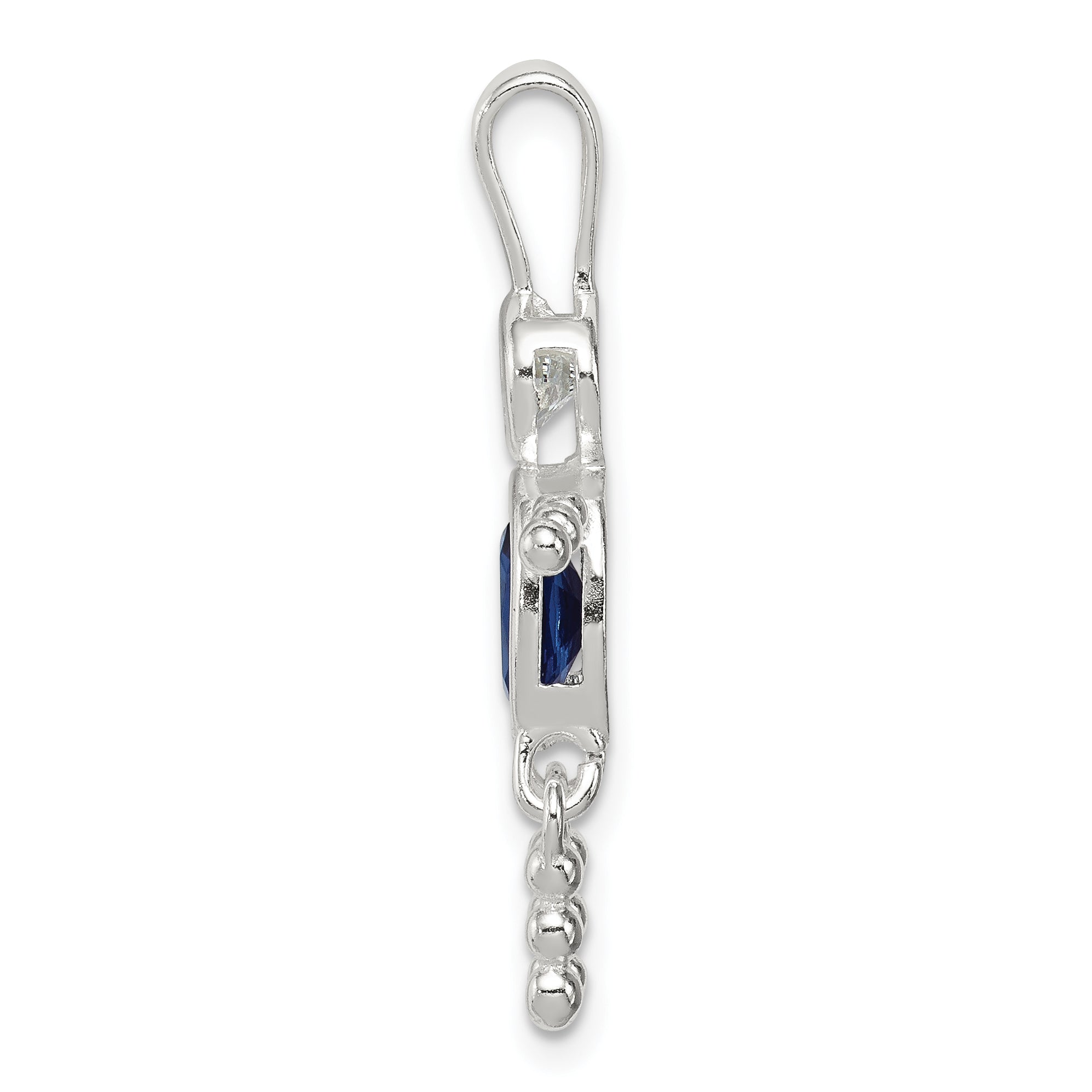 Sterling Silver Rhodium-Plated September Birthstone Boy Pendant Secondary image