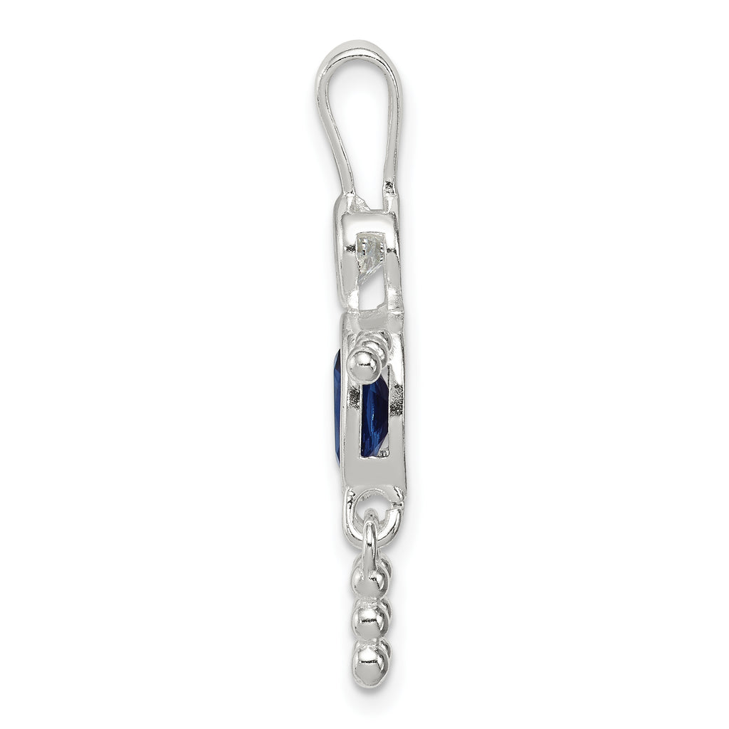 Sterling Silver Rhodium-Plated September Birthstone Boy Pendant