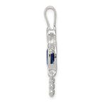 Sterling Silver Rhodium-Plated September Birthstone Boy Pendant