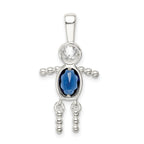 Sterling Silver Rhodium-Plated September Birthstone Boy Pendant
