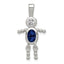 Sterling Silver Rhodium-plated CZ & September Glass Boy Pendant