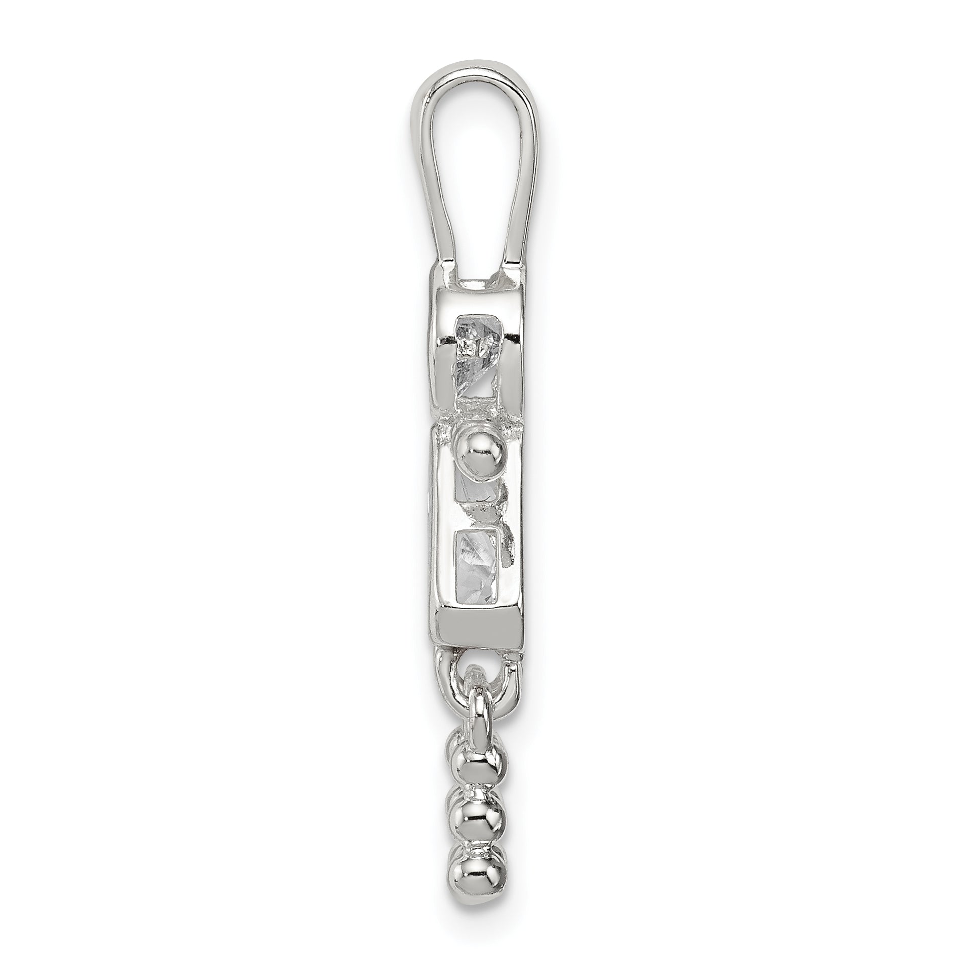 Sterling Silver Rhodium-Plated CZ April Glass Girl Pendant Elegant Birthstone Charm Secondary image