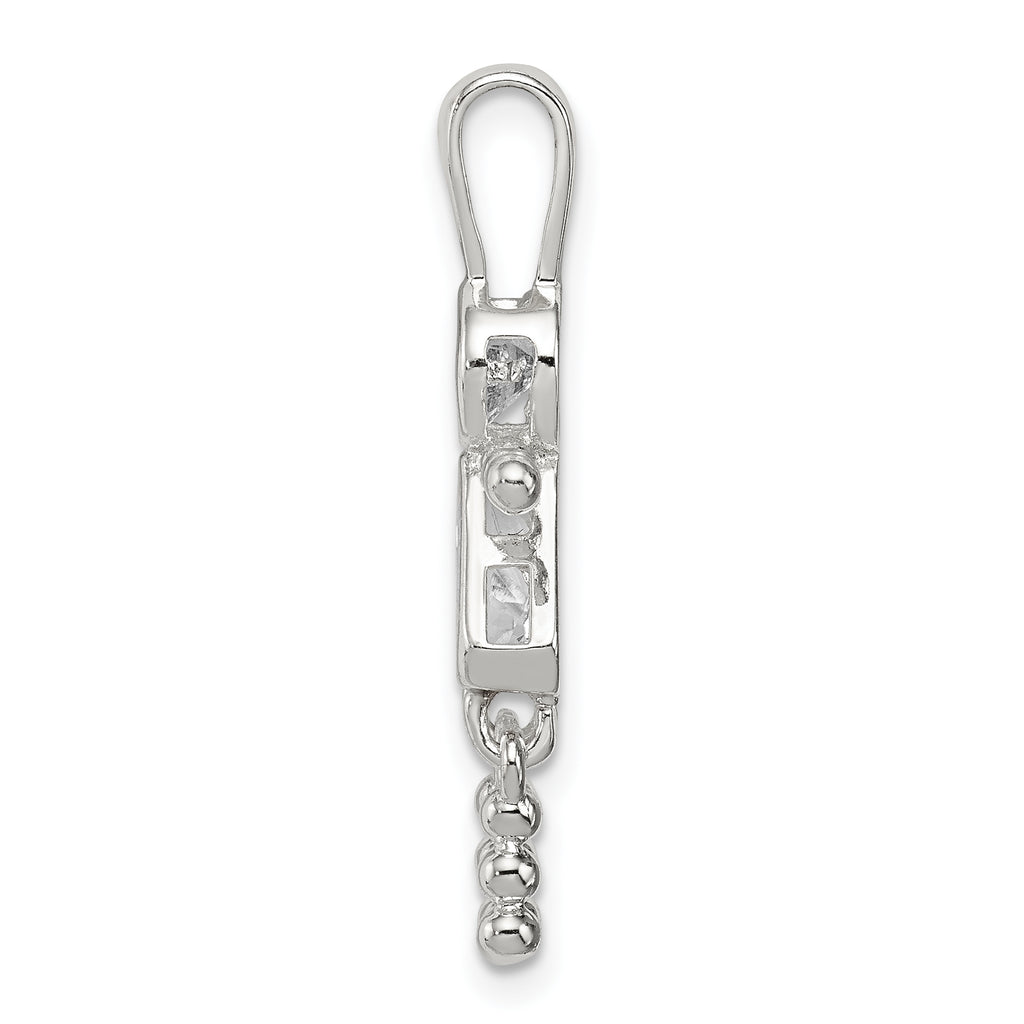 Sterling Silver Rhodium-Plated CZ April Glass Girl Pendant Elegant Birthstone Charm