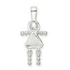 Sterling Silver Rhodium-Plated CZ April Glass Girl Pendant Elegant Birthstone Charm