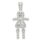 Sterling Silver Rhodium-plated CZ & April Glass Girl Pendant
