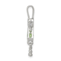 Sterling Silver Rhodium-Plated Girl Pendant with August Birthstone