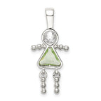 Sterling Silver Rhodium-Plated Girl Pendant with August Birthstone