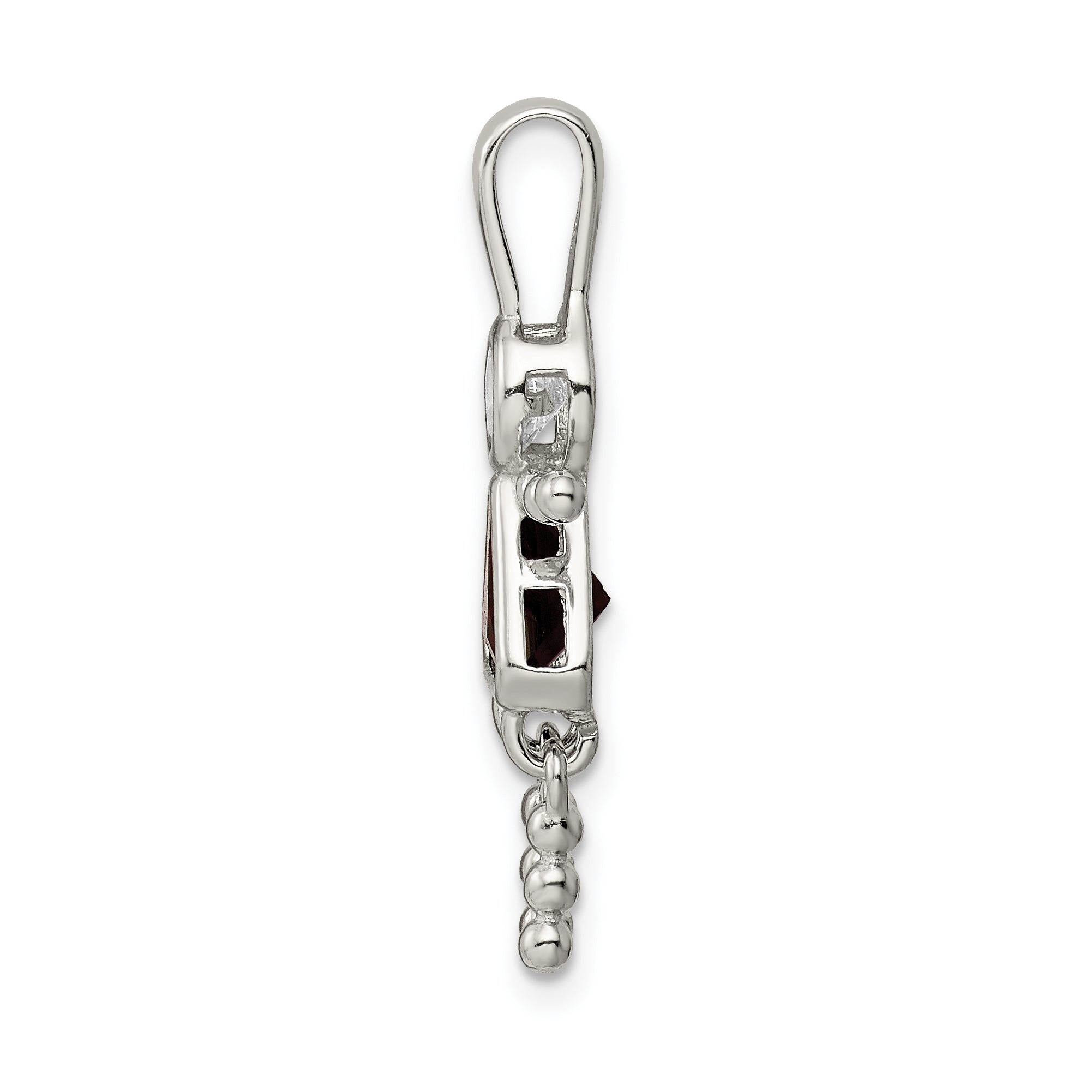 Sterling Silver Girl Pendant with Rhodium Plating and January Birthstone