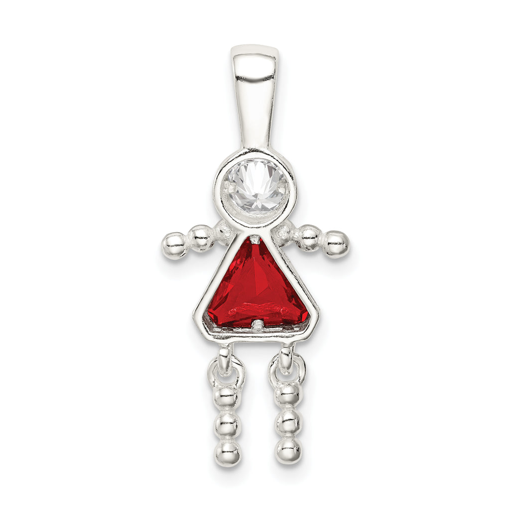Sophia Jewelers 925 Rhodium-Plated Sterling Silver Girl Pendant with July Birthstone Elegance