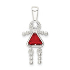 Sophia Jewelers 925 Rhodium-Plated Sterling Silver Girl Pendant with July Birthstone Elegance