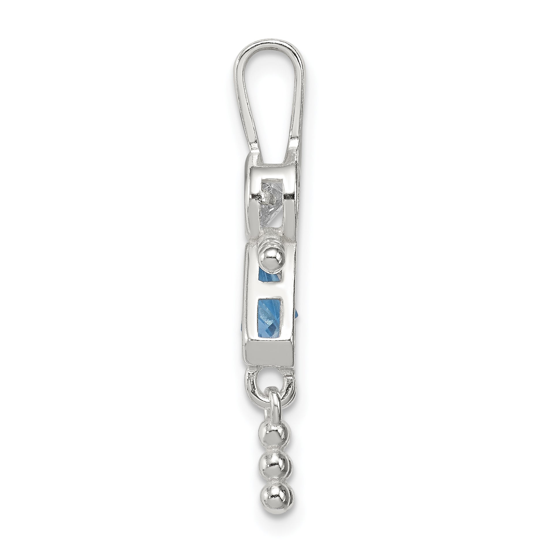 Sophia Jewelers Sterling Silver March Birthstone Girl Pendant with Rhodium Finish Secondary image