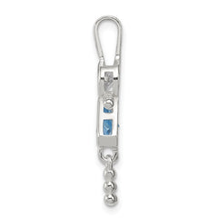 Sophia Jewelers Sterling Silver March Birthstone Girl Pendant with Rhodium Finish