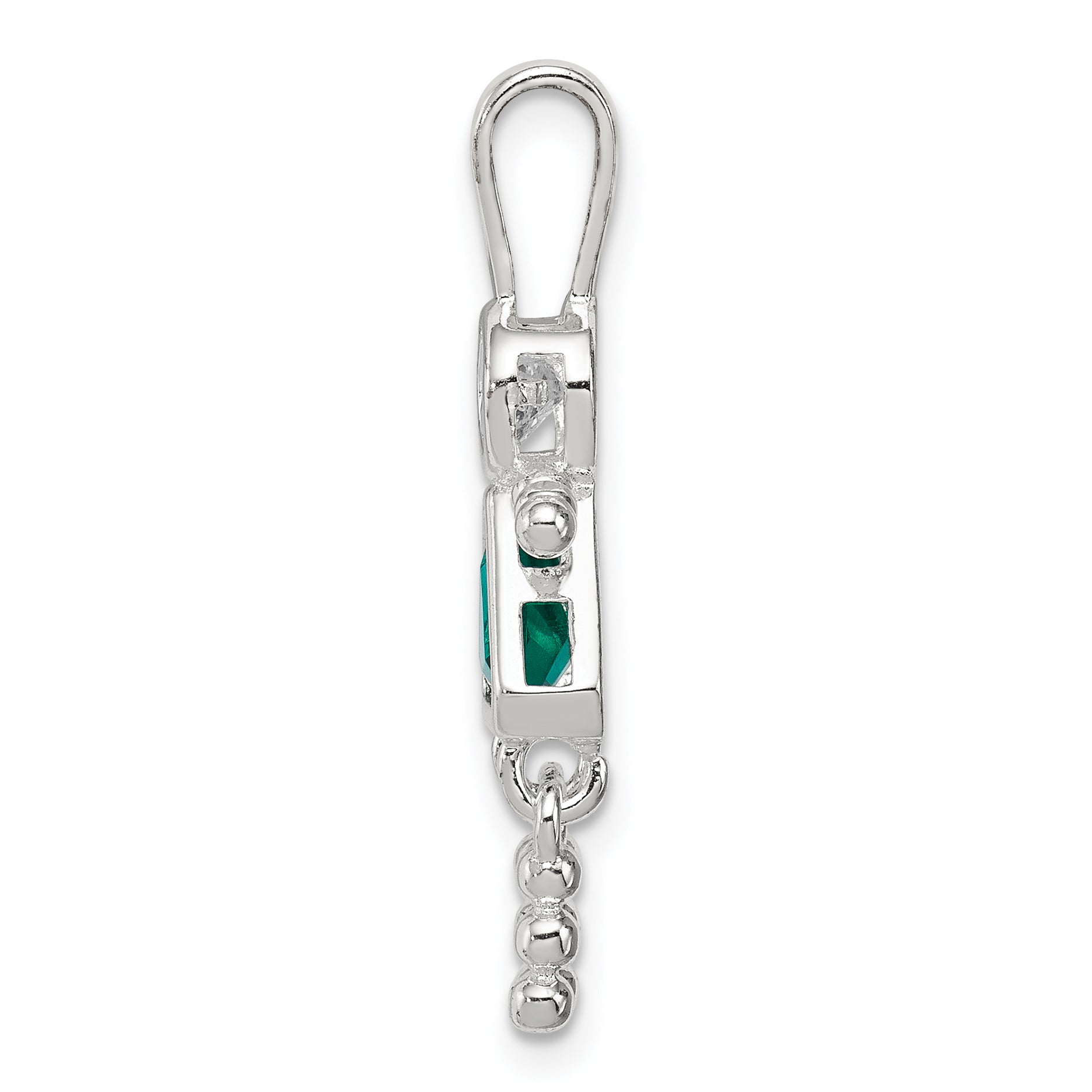 Sterling Silver May Birthstone Girl Pendant with Rhodium Finish