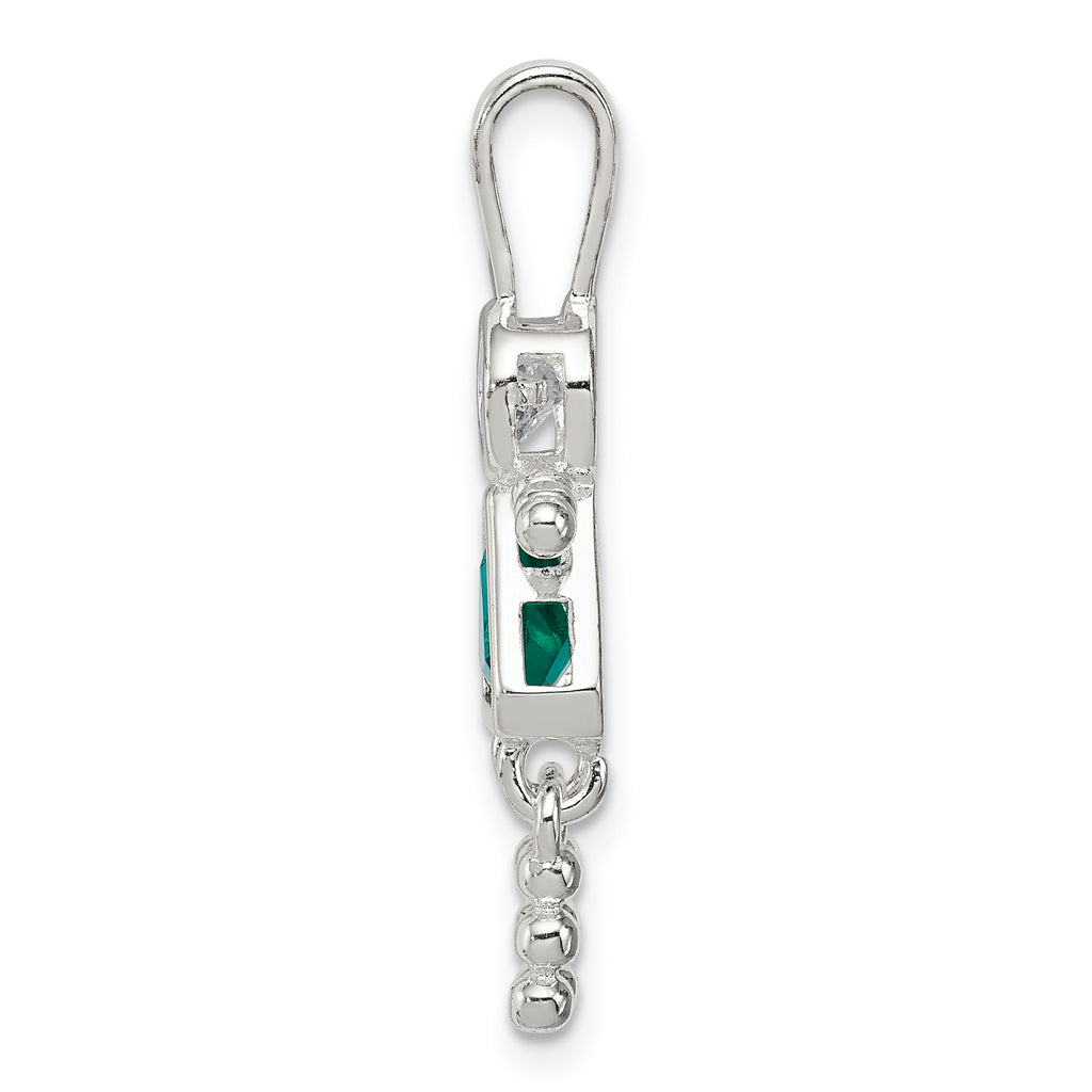 Sterling Silver May Birthstone Girl Pendant with Rhodium Finish