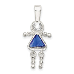 Sterling Silver Girl Pendant with September Birthstone Charm by Sophia Jewelers