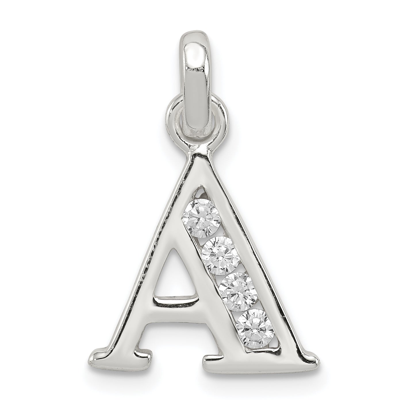 Sterling Silver White CZ Letter A Initial Pendant Main image