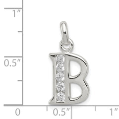 Sterling Silver White CZ Letter B Initial Pendant