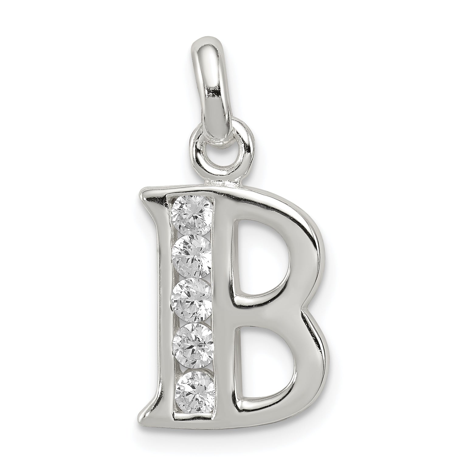 Sterling Silver White CZ Letter B Initial Pendant Main image