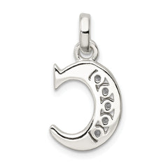 Sterling Silver CZ Initial C Pendant with Anti-Tarnish Finish