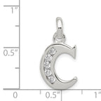 Sterling Silver CZ Initial C Pendant with Anti-Tarnish Finish