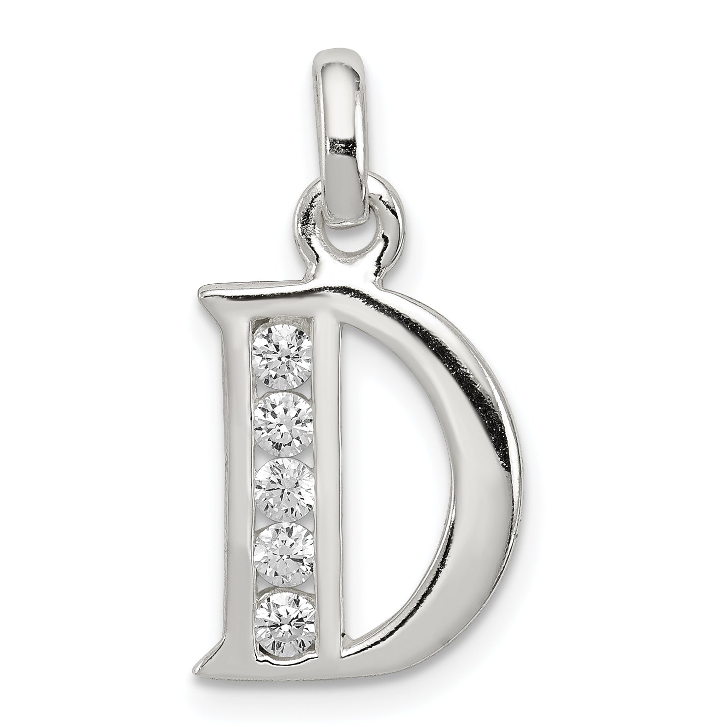 Sterling Silver White CZ Letter D Initial Pendant Main image