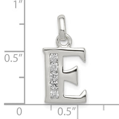 Sterling Silver CZ Initial E Pendant with Anti-Tarnish Finish