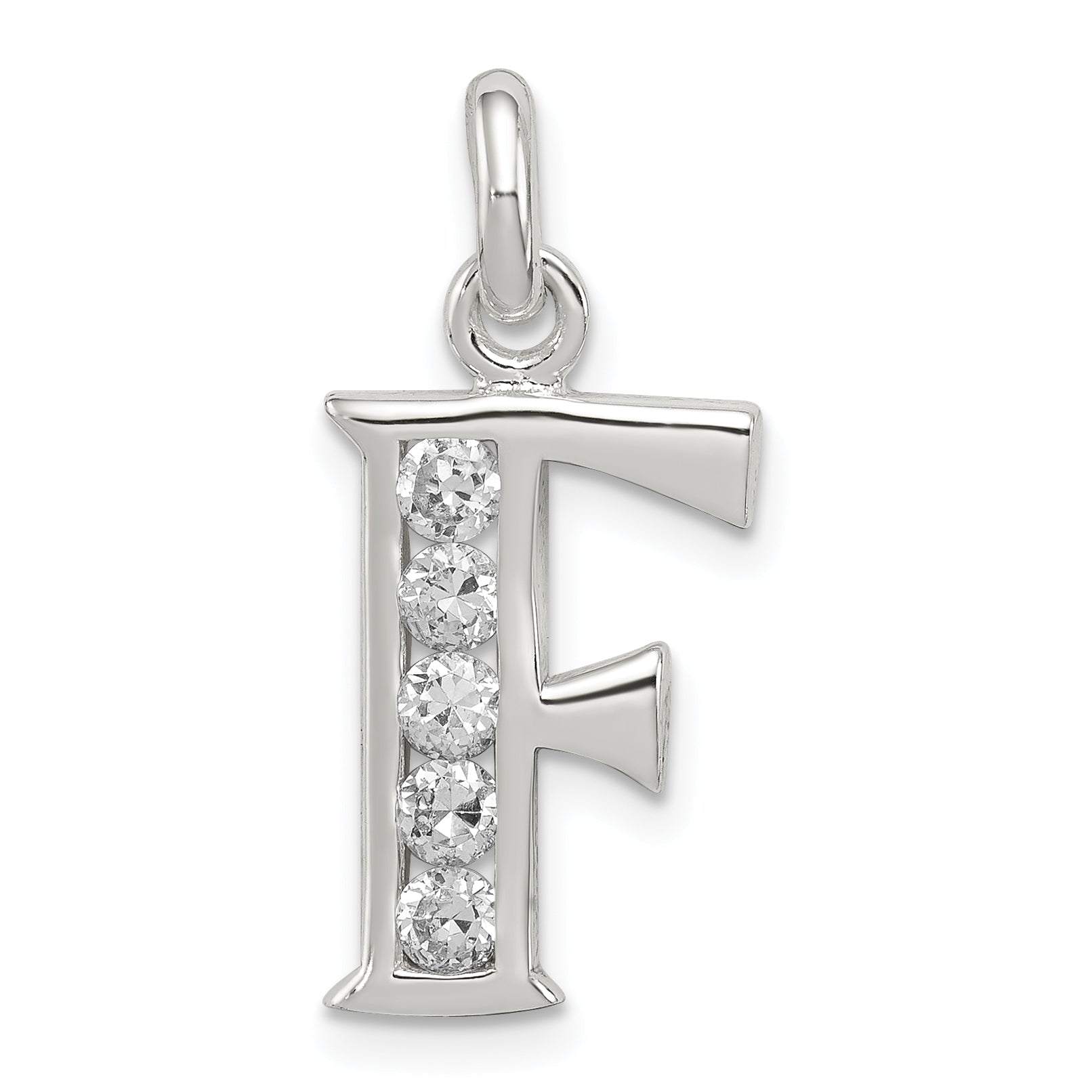 Sterling Silver White CZ Letter F Initial Pendant Main image