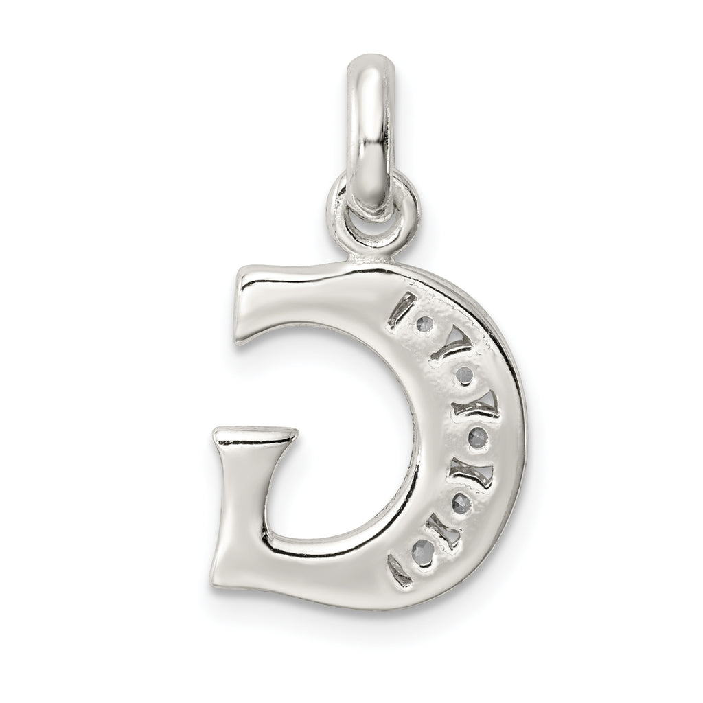 Sterling Silver 925 Initial G Pendant with Clear CZ Elegant Design