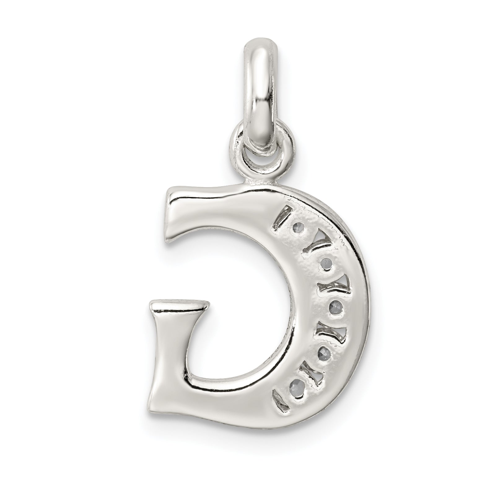 Sterling Silver 925 Initial G Pendant with Clear CZ Elegant Design