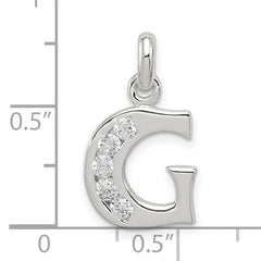 Sterling Silver 925 Initial G Pendant with Clear CZ Elegant Design