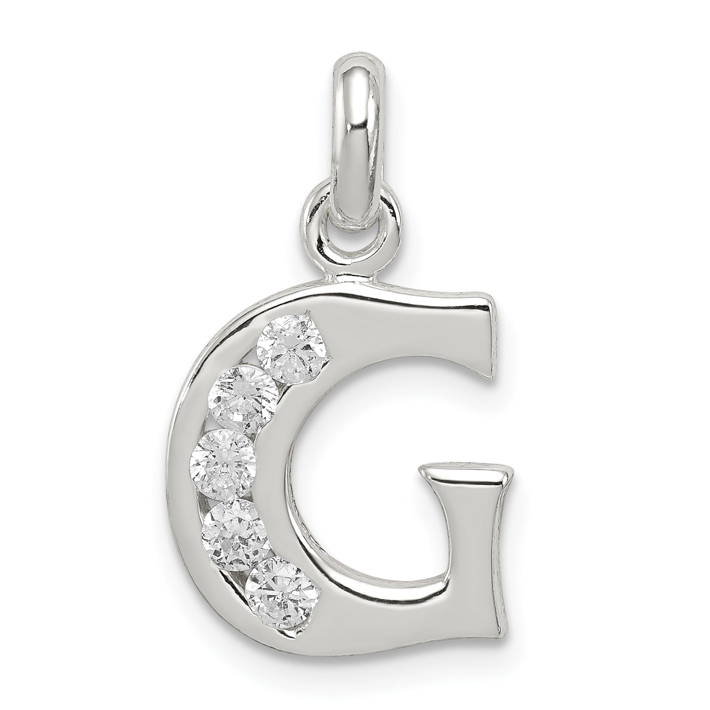 Sterling Silver White CZ Letter G Initial Pendant Main image
