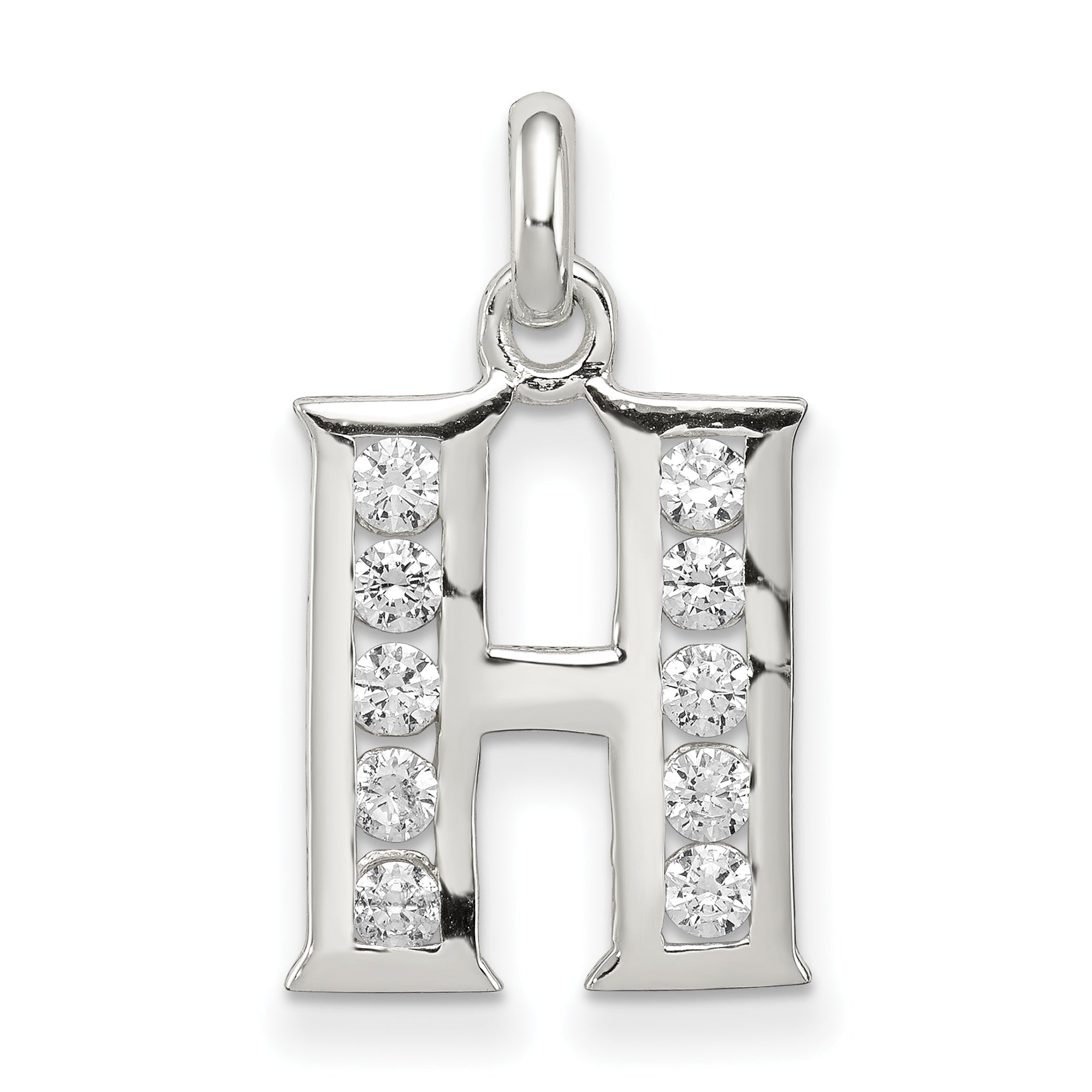Sterling Silver White CZ Letter H Initial Pendant Main image