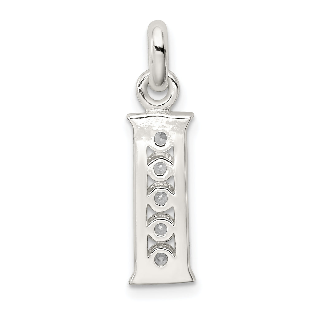 Sophia Jewelers Sterling Silver CZ Initial I Pendant with Anti-Tarnish Finish