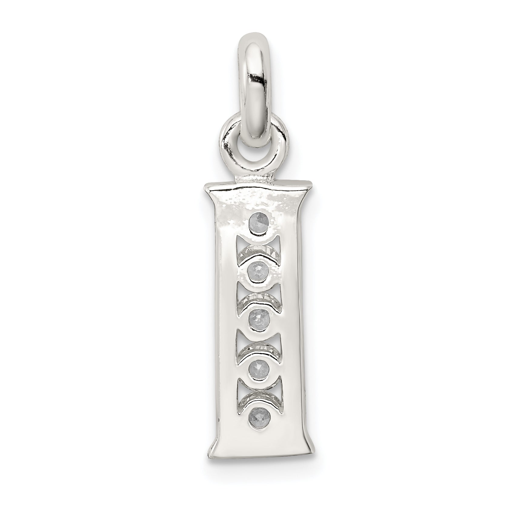 Sophia Jewelers Sterling Silver CZ Initial I Pendant with Anti-Tarnish Finish
