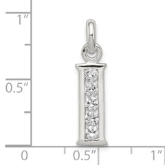 Sophia Jewelers Sterling Silver CZ Initial I Pendant with Anti-Tarnish Finish