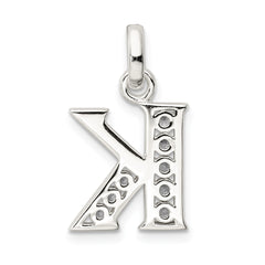Sterling Silver 925 Letter K Pendant with Clear CZ Elegance