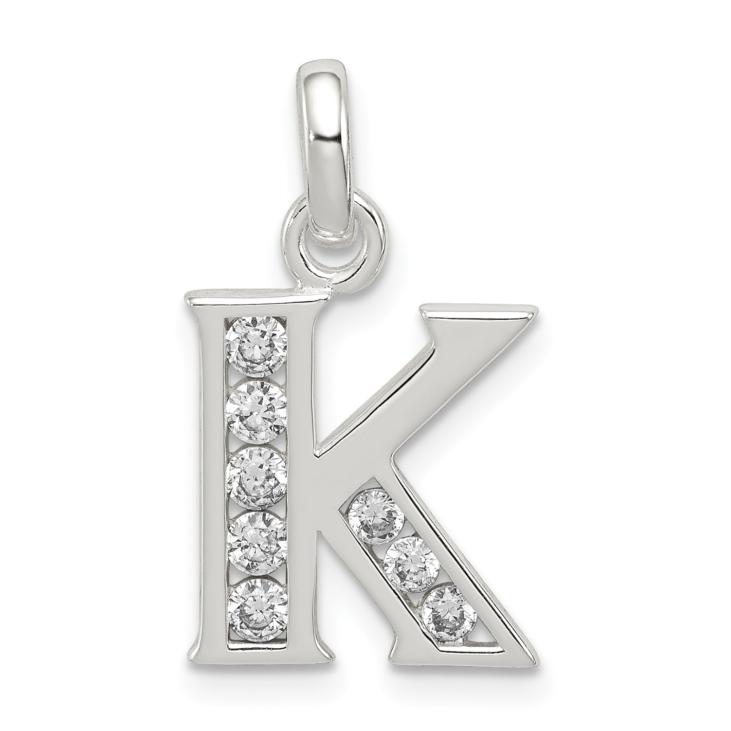 Sterling Silver White CZ Letter K Initial Pendant Main image