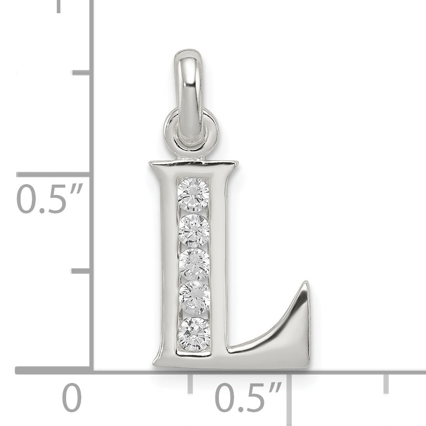 Sterling Silver 925 L Initial Pendant with Clear CZ Elegance