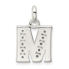 Sterling Silver 925 CZ Initial M Pendant with Anti-Tarnish Finish