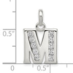 Sterling Silver 925 CZ Initial M Pendant with Anti-Tarnish Finish
