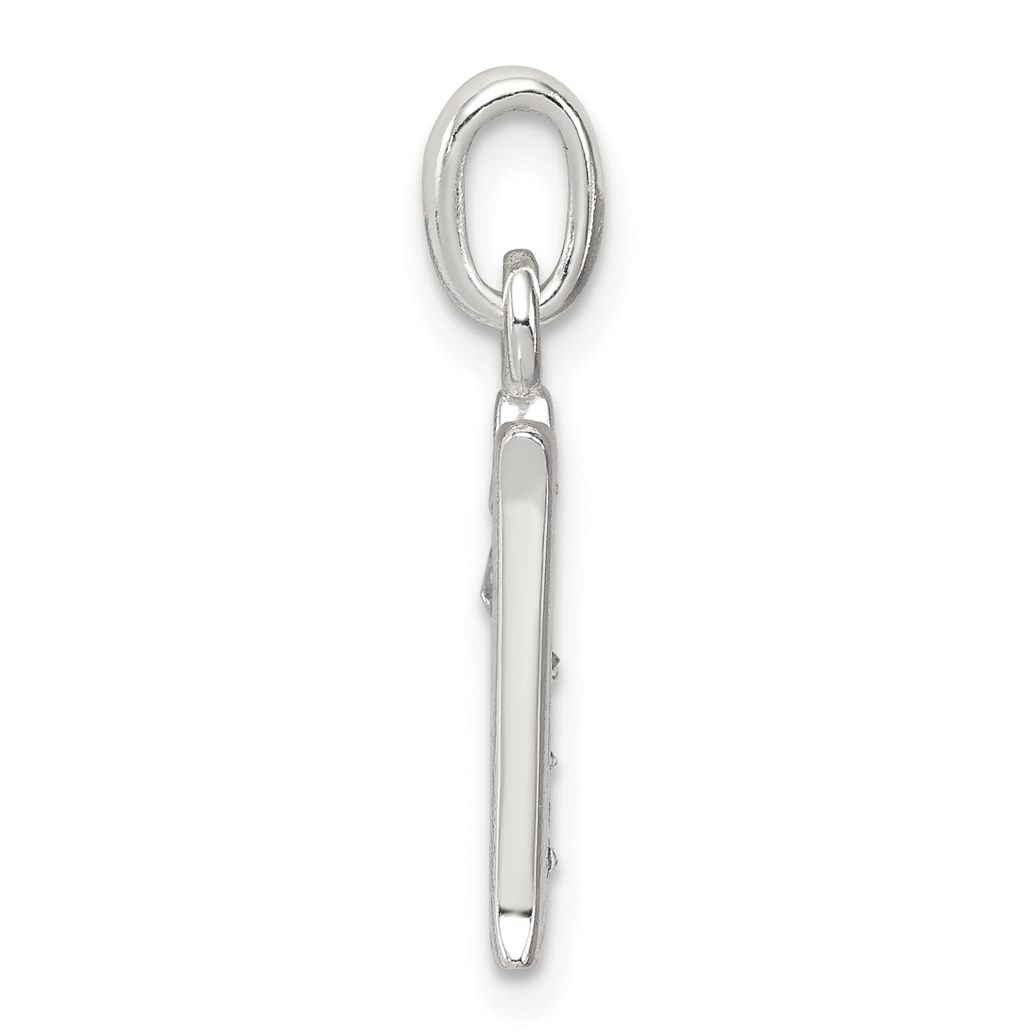 Sterling Silver 925 N Initial Pendant with Clear CZ Stones