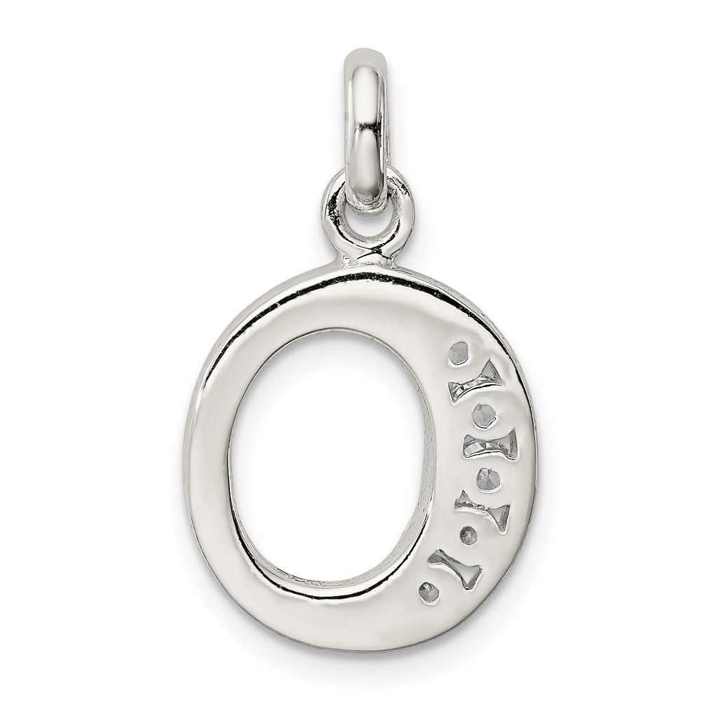 Sophia Jewelers Sterling Silver CZ Initial O Pendant with Anti-Tarnish Finish