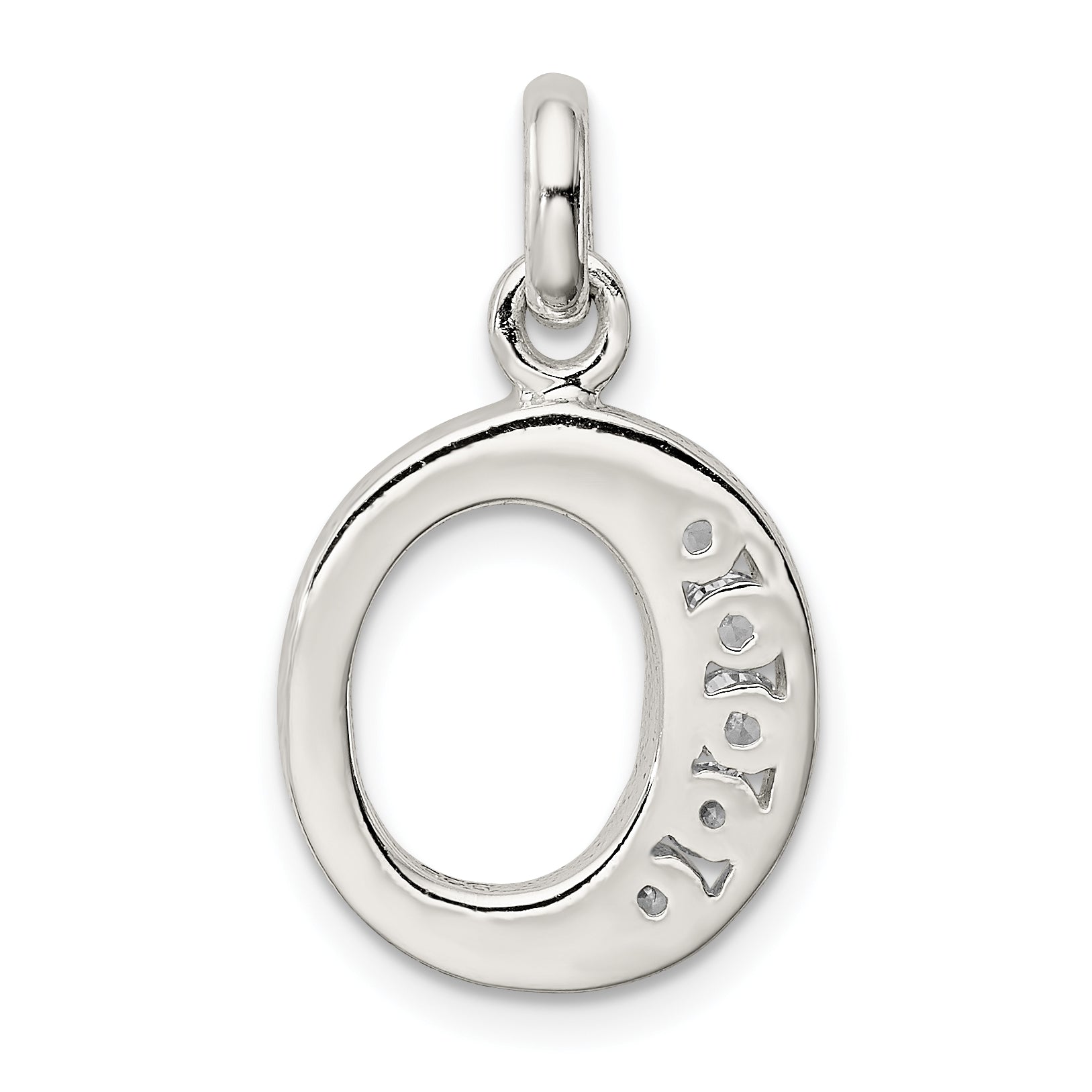 Sophia Jewelers Sterling Silver CZ Initial O Pendant with Anti-Tarnish Finish