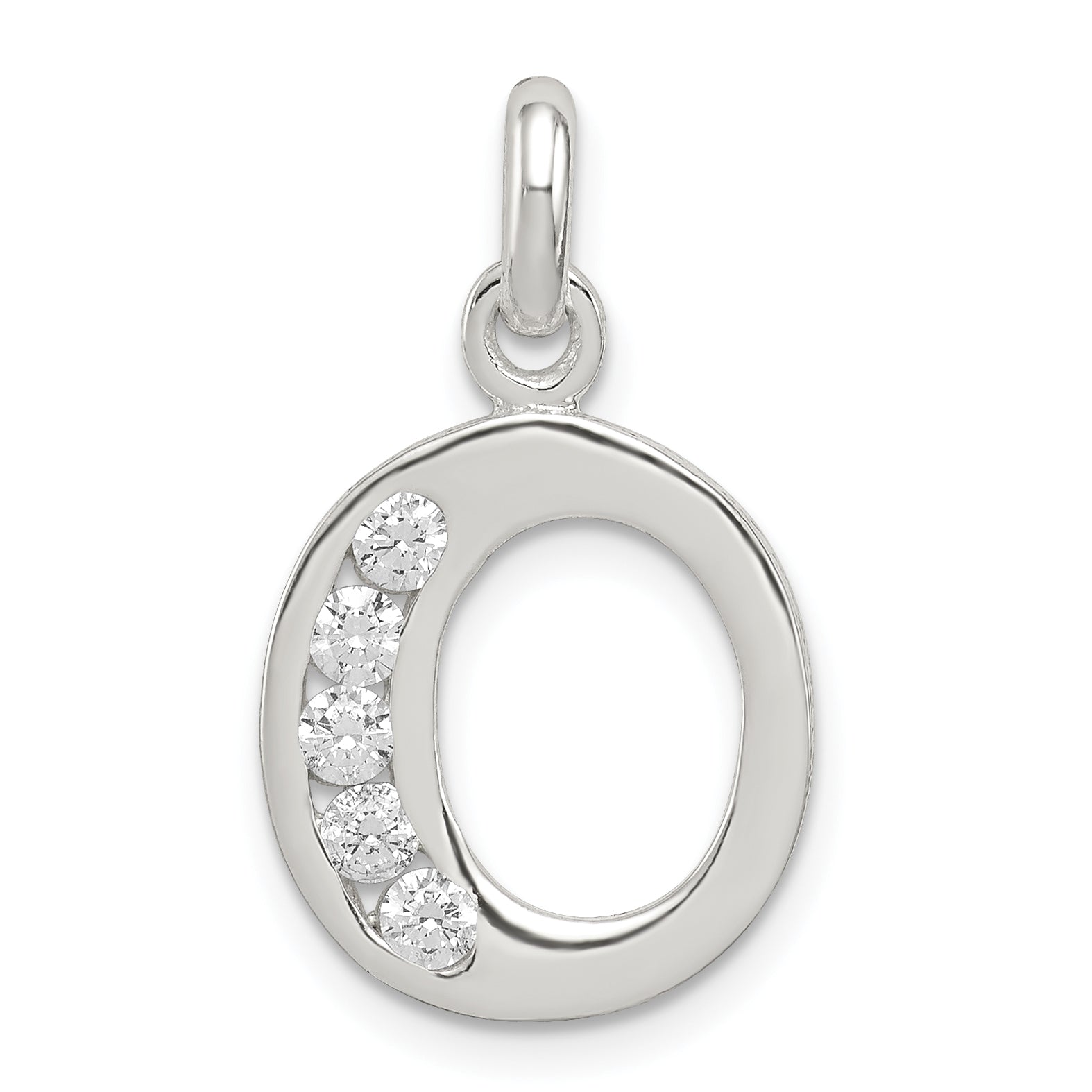 Sterling Silver White CZ Letter O Initial Pendant Main image