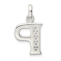 Sterling Silver 925 Initial P Pendant with Clear CZ Stones