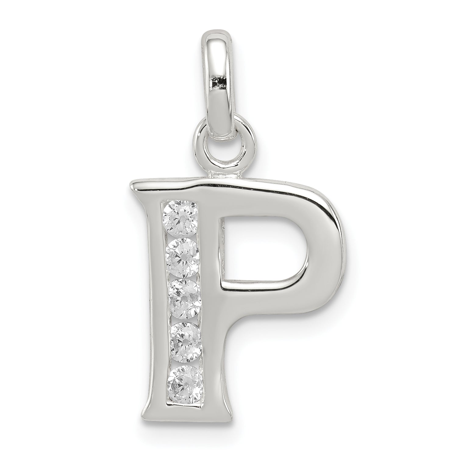 Sterling Silver White CZ Letter P Initial Pendant Main image