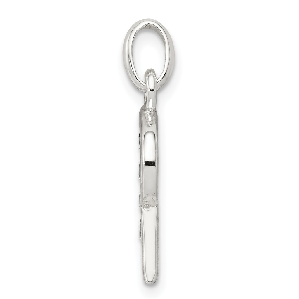 Sterling Silver CZ Initial Pendant with Anti-Tarnish Solid Design