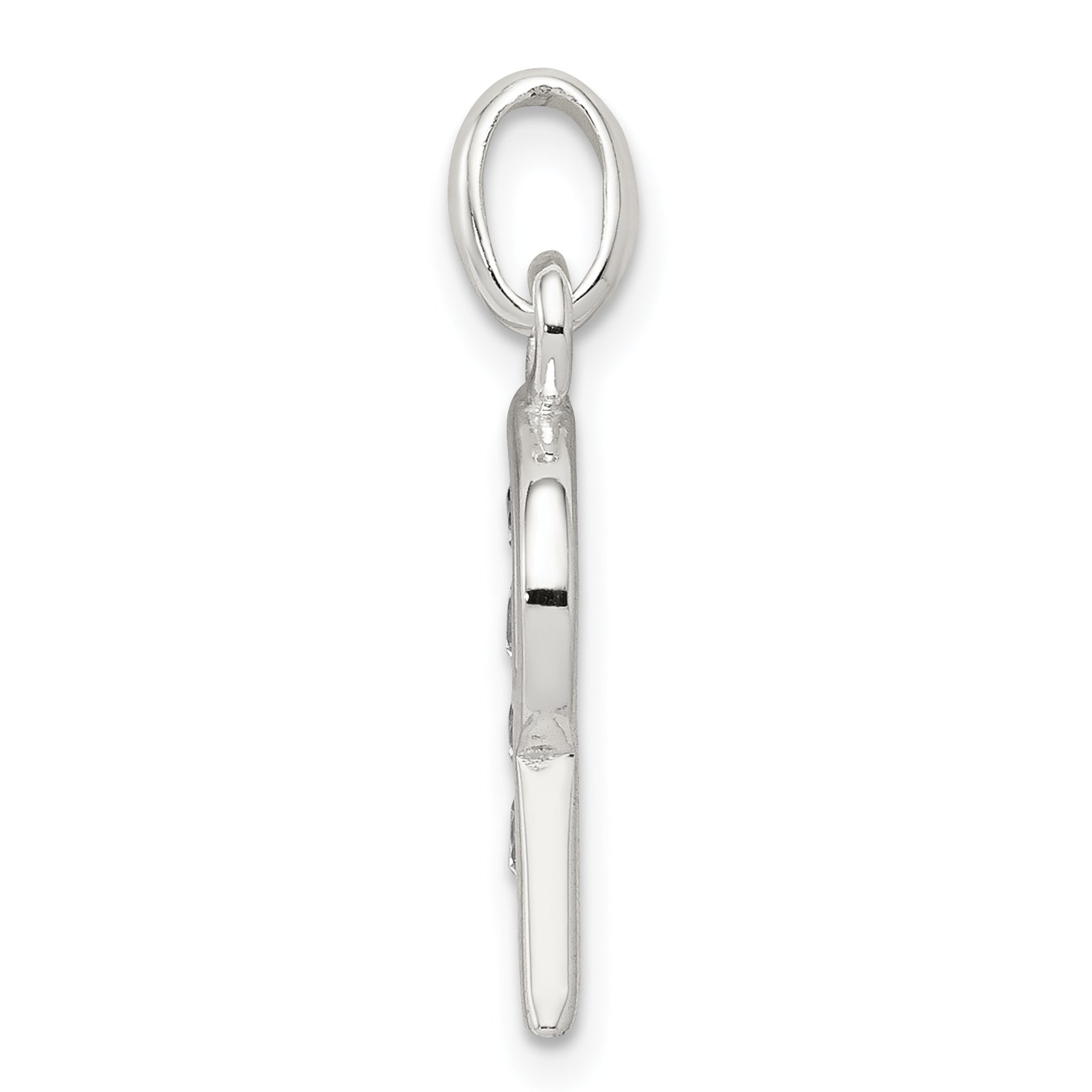 Sterling Silver CZ Initial Pendant with Anti-Tarnish Solid Design