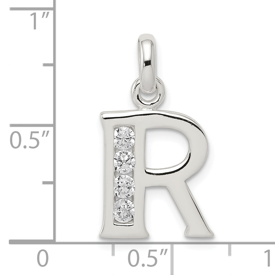Sterling Silver CZ Initial Pendant with Anti-Tarnish Solid Design